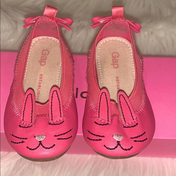 Gap Pink Bunny Ballet Flat w/Bow Back Size 5 - Picture 1 of 7